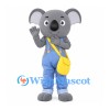 Elephant Mascot Costume with Blue Overalls and Yellow Shoulder Bag