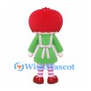 Apple Girl Mascot Costume with Green Dress and Pink Apron