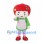 Apple Girl Mascot Costume with Green Dress and Pink Apron