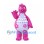 Dragon Mascot Costume in Pink with Floral Belly and White Ruffles