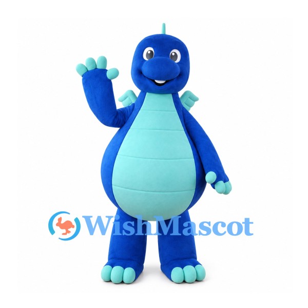 Dragon Mascot Costume in Blue with Turquoise Belly