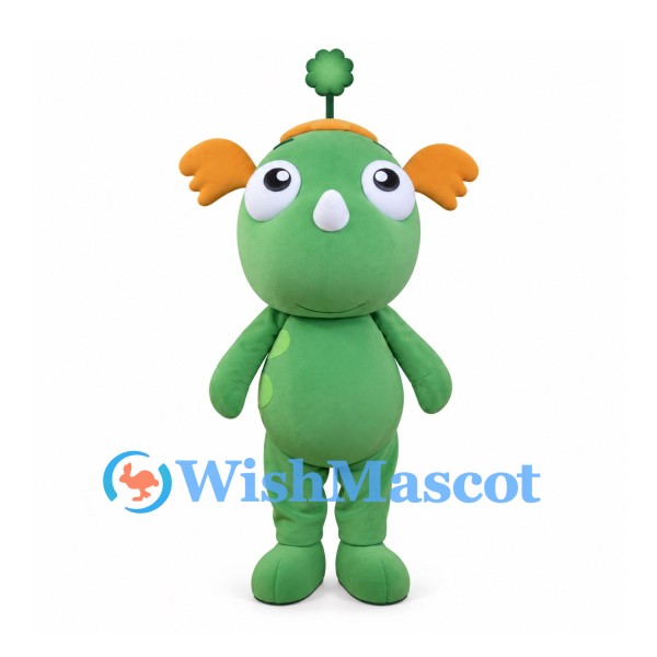 Tree Character Mascot Costume in Green with Orange Leaf Ears