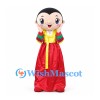 Girl Mascot Costume with Yellow Blouse and Long Red Traditional Skirt