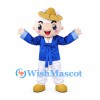 Boy Mascot Costume with Yellow Hat, Blue Jacket and White Trousers