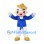 Boy Mascot Costume with Yellow Hat, Blue Jacket and White Trousers