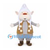 Gnome Mascot Costume with White Pointed Hat and Brown Vest