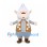 Gnome Mascot Costume with White Pointed Hat and Brown Vest