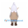 Gnome Mascot Costume with Orange Nose and Beige Polka Dot Coat