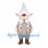 Gnome Mascot Costume with Orange Nose and Beige Polka Dot Coat