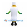Bottle Mascot Costume in White with Pink Glasses and Green Sleeves