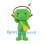 Robot Mascot Costume in Green with Headphones and Yellow Shoulder Bag