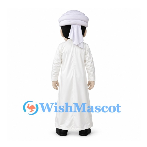 Man Mascot Costume with White Headscarf and Long White Robe