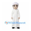 Man Mascot Costume with White Headscarf and Long White Robe