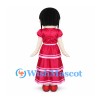 Girl Mascot Costume with Black Bob and Pink Tiered Dress