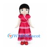 Girl Mascot Costume with Black Bob and Pink Tiered Dress