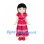 Girl Mascot Costume with Black Bob and Pink Tiered Dress