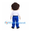 Man Mascot Costume with White Shirt, Red Tie and Blue Trousers