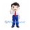 Man Mascot Costume with White Shirt, Red Tie and Blue Trousers