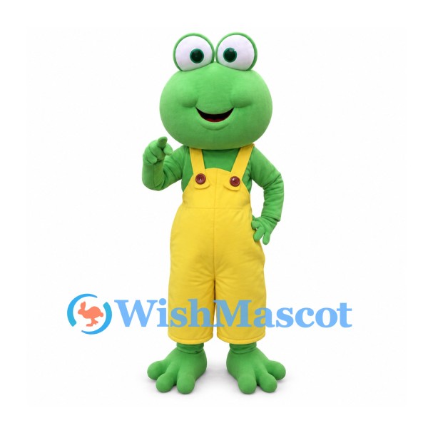Frog Mascot Costume with Yellow Overalls