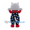 Cat Mascot Costume in Gray with Navy Floral Overalls
