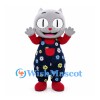 Cat Mascot Costume in Gray with Navy Floral Overalls