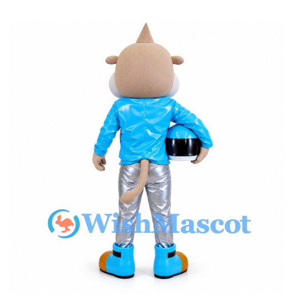 Mouse Mascot Costume with Blue Space Jacket and Silver Trousers