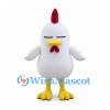 Rooster Mascot Costume in White with Red Comb and Yellow Feet
