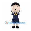 Schoolgirl Mascot Costume with Black Hair and Navy Sailor Uniform
