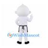 Garlic Mascot Costume with Black Mustache and Chef Apron