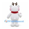Reindeer Mascot Costume in White with Red Nose and Scarf