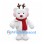 Reindeer Mascot Costume in White with Red Nose and Scarf