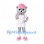 Bear Mascot Costume in Silver with Pink Cap and White Sports Dress