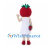 Strawberry Girl Mascot Costume with White Dress and Fruit Bag