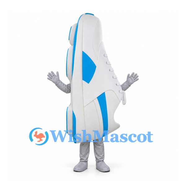 Sneaker Mascot Costume in White with Blue Panels