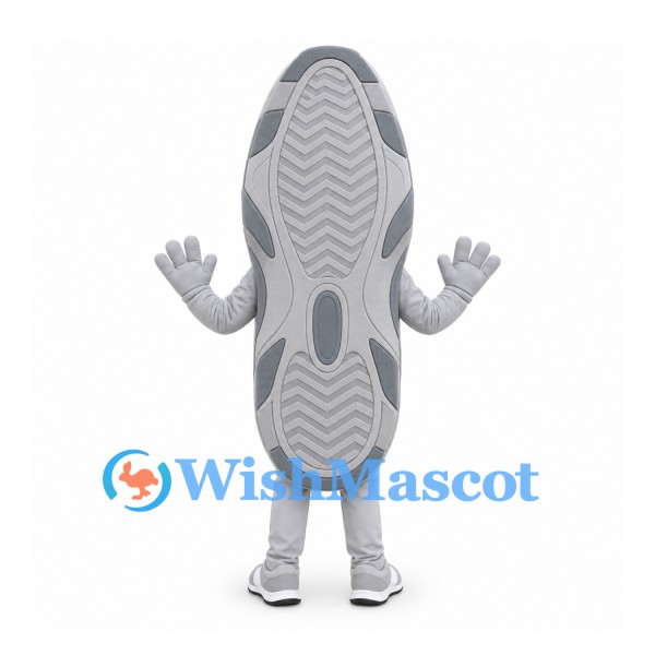 Sneaker Mascot Costume in Gray with Laces and Red Lining