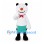 Snowman Mascot Costume with Green Apron and Black Boots