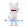 Cat Mascot Costume in White with Red Collar and Gold Bell