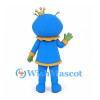 Alien Mascot Costume with Green Face and Blue Hooded Suit
