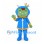 Alien Mascot Costume with Green Face and Blue Hooded Suit