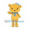 Bear Mascot Costume in Yellow with Blue Sailor Collar and Stitched Details