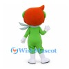 Fairy Boy Mascot Costume with Orange Hair, Green Suit and Small Wings