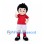 Boy Mascot Costume with Black Hair and Red Soccer Shirt