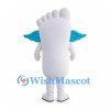Foot Mascot Costume in White with Blue Wings