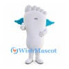 Foot Mascot Costume in White with Blue Wings