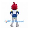 Boy Mascot Costume with Red Spiky Hair and Silver Space Trousers