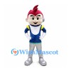 Boy Mascot Costume with Red Spiky Hair and Silver Space Trousers