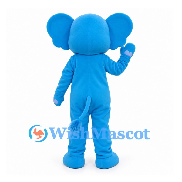 Elephant Mascot Costume in Blue with Turquoise Belly