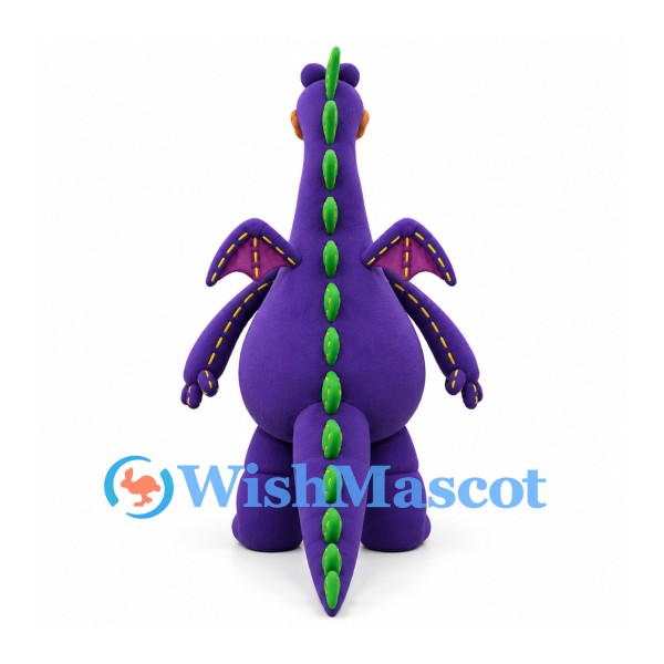 Dragon Mascot Costume in Purple with Green Spines and Small Wings