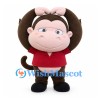 Monkey Mascot Costume with Pink Bow and Red T-Shirt