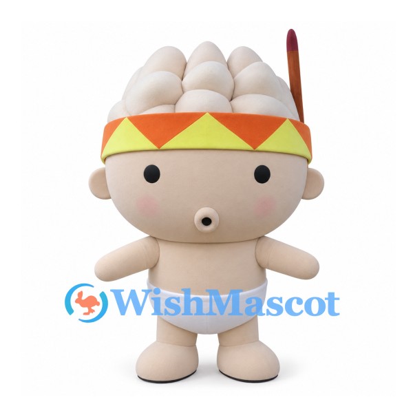 Baby Mascot Costume with Patterned Headband and White Diaper